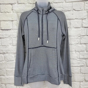 ATHLETA | Heavenly Hail Blue White Striped Polka Dot Hoodie Sz Small